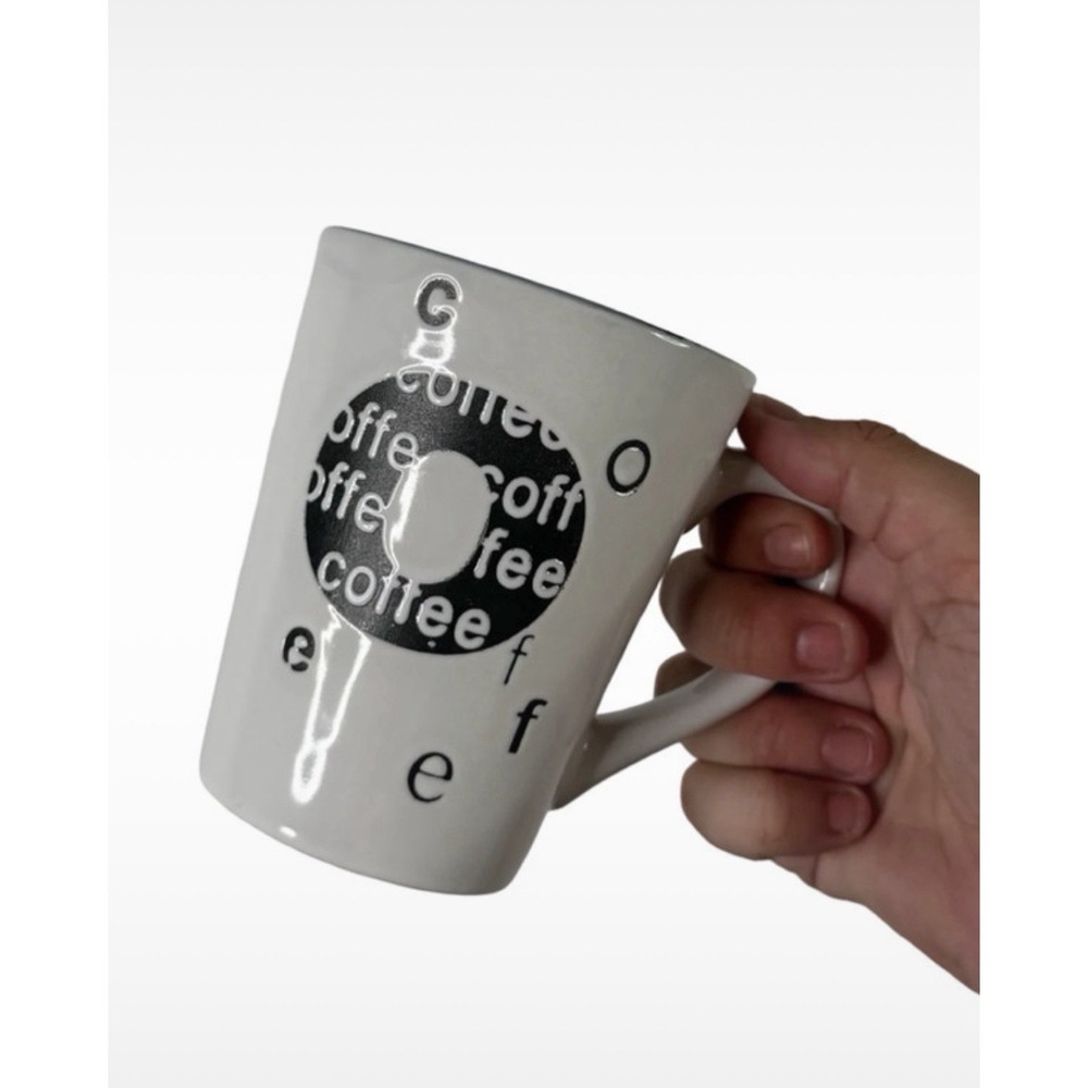 Mulberry White & Black Coffee "O" Typography Ceramic Mug